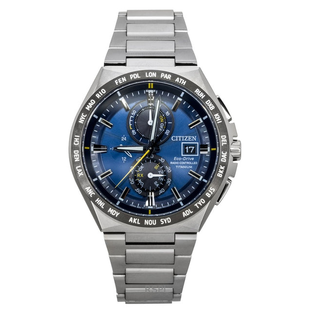 Citizen Chronograph Super Titanium Blue Dial Eco-Drive AT8234-85L 100M Men's Watch