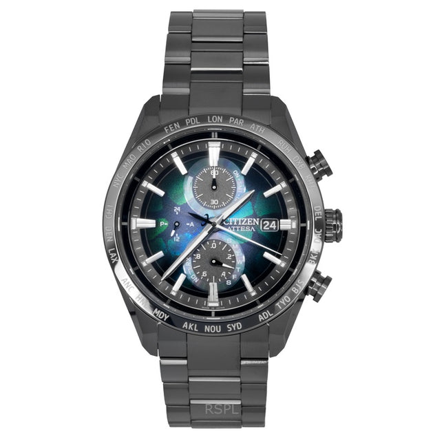 Citizen Attesa Radio-Controlled Chronograph Super Titanium Multicolor Dial Eco- Drive AT8286-65E 100M Men's Watch