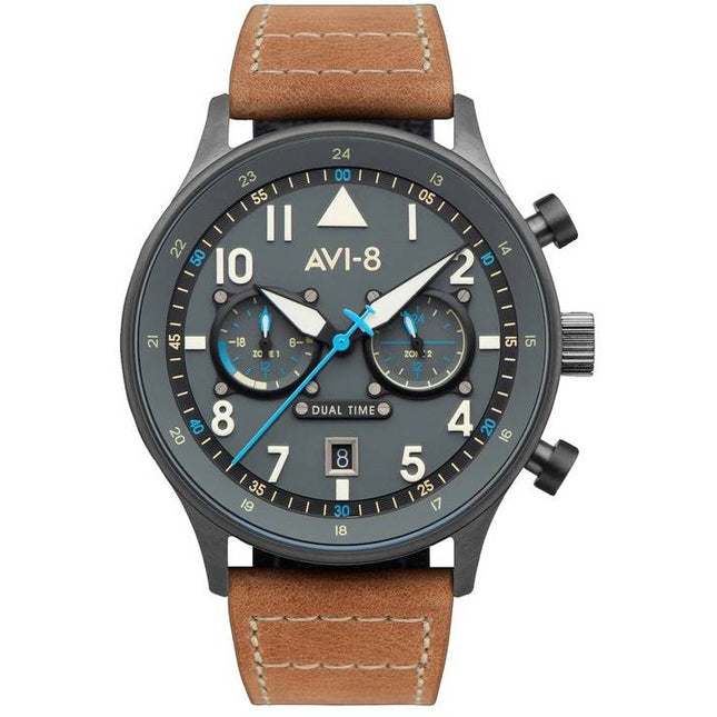AVI-8 Hawker Hurricane Carey Dual Time Orissa Grey Dial Quartz AV-4088-04 Mens Watch