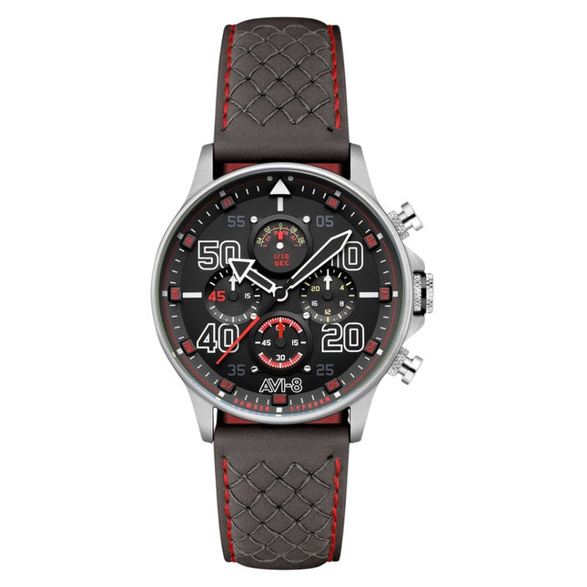 AVI-8 Hawker Typhoon Coningham Chronograph Leather Strap Black Dial Quartz AV-4093-0A Men's Watch