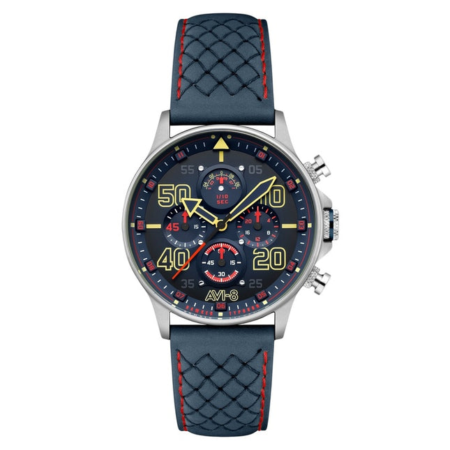 AVI-8 Hawker Typhoon Coningham Chronograph Rumbold Leather Strap Blue Dial Quartz AV-4093-0C Men's Watch