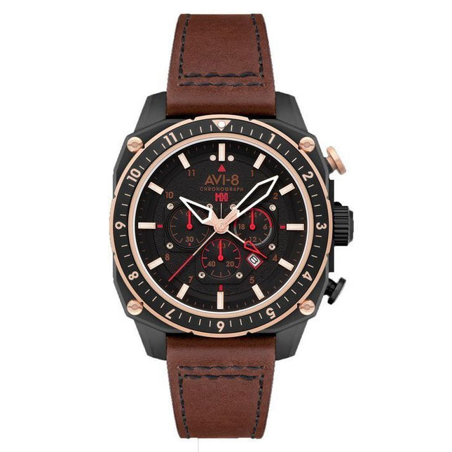 AVI-8 Hawker Hunter Atlas Dual Time Chronograph Jade Black Dial Quartz AV-4100-09 Mens Watch