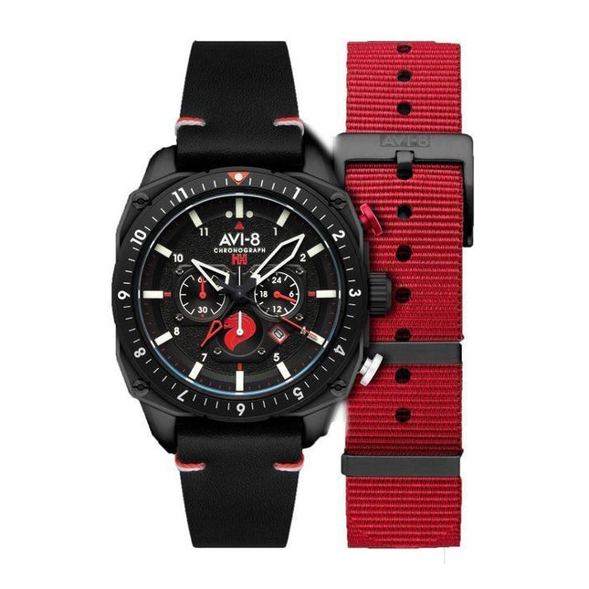 AVI-8 Hawker Hunter Atlas Chronograph Singapore Air Force Limited Edition Pegasus Black Quartz AV-4100-0A Mens Watch