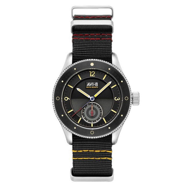AVI-8 Flyboy Airmaster Sector Meca-Quartz Raven Black Nylon Strap Black Dial AV-4112-01 Men's Watch