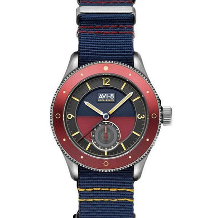 AVI-8 Flyboy Airmaster Sector Meca-Quartz Navy Blue And Red Dial AV-4112-04 Mens Watch
