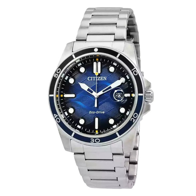 Citizen Marine Stainless Steel Blue Dial Eco-Drive AW1810-85L 100M Men's Watch