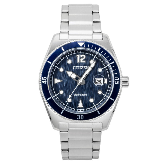 Citizen Eco-Drive Stainless Steel Blue Dial Solar AW1881-52L 100M Men's Watch