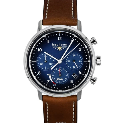 Bauhaus Chronograph Leather Strap Blue Dial Solar 20863 Women's Watch