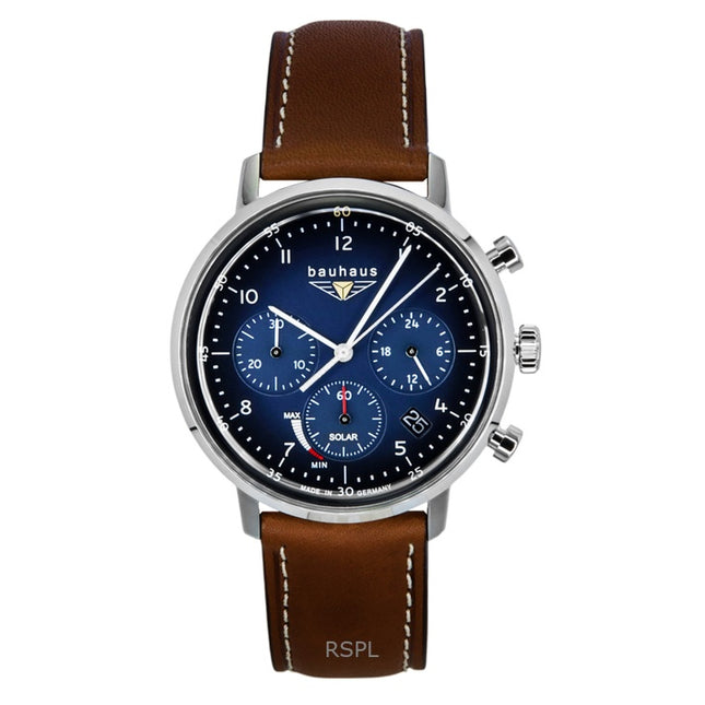Bauhaus Chronograph Leather Strap Blue Dial Solar 20863 Women's Watch