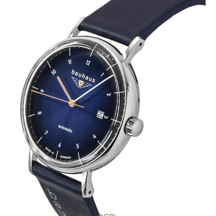 Bauhaus Leather Strap Dark Blue Dial Automatic 21523 Men's Watch