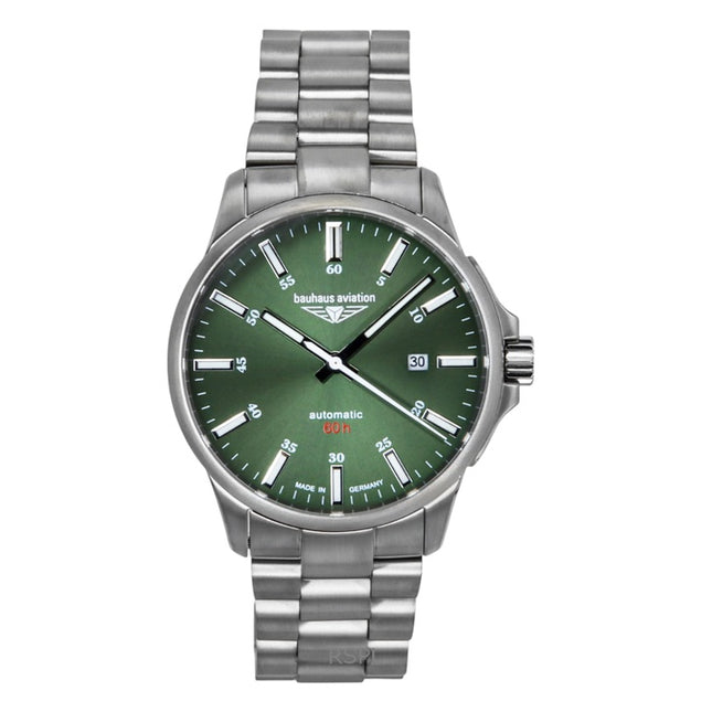 Bauhaus Aviation Titanium Dark Green Dial Automatic 2864M4 100M Men's Watch