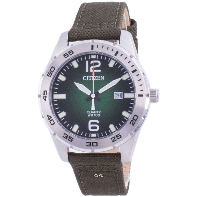 Citizen Green Dial Nylon Strap Quartz BI1041-06X 100M Mens Watch
