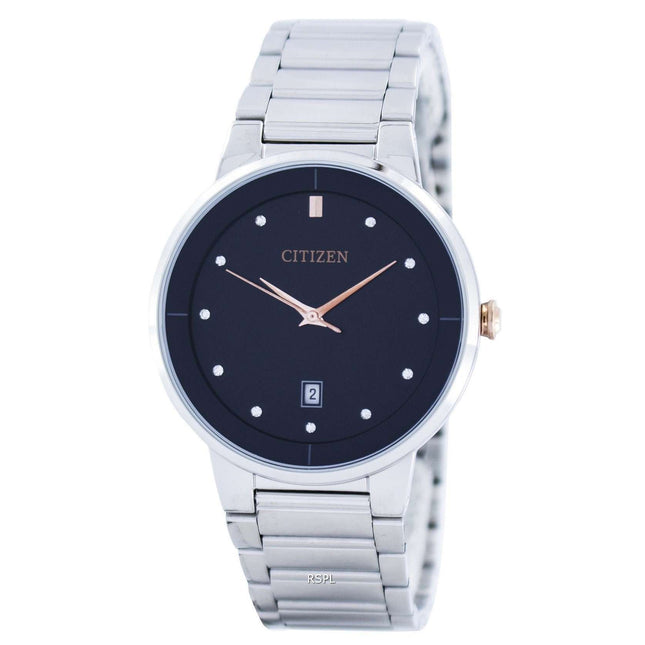 Citizen Quartz Diamond Accent Black Dial BI5014-58E Mens Watch