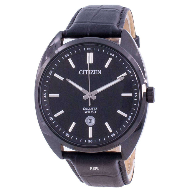 Citizen Black Dial Leather Strap Quartz BI5095-05E Men's Watch