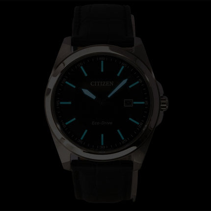 Citizen Eco-Drive Black Leather Strap Black Dial Solar BM7108-14E 100M Men's Watch