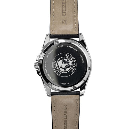 Citizen Eco-Drive Black Leather Strap Black Dial Solar BM7108-14E 100M Men's Watch