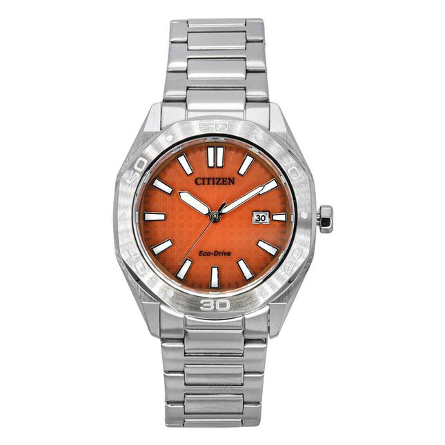 Citizen Eco-Drive Stainless Steel Orange Dial BM7630-80Z 100M Men's Watch