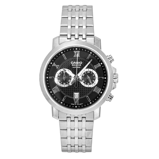 Casio Beside Chronograph Analog Stainless Steel Black Dial Quartz BMS-500D-1A Men's Watch