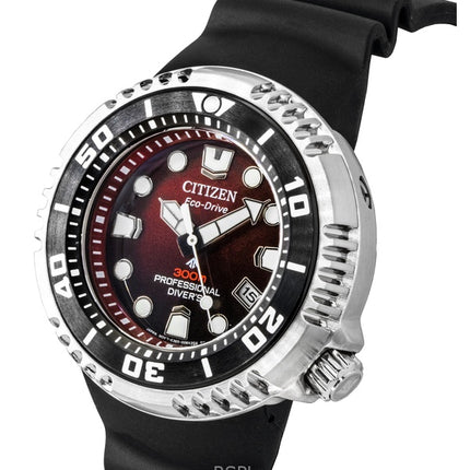 Citizen Promaster Polyurethane Strap Red Dial Eco-Drive Diver's BN1024-01Z 300M Men's Watch