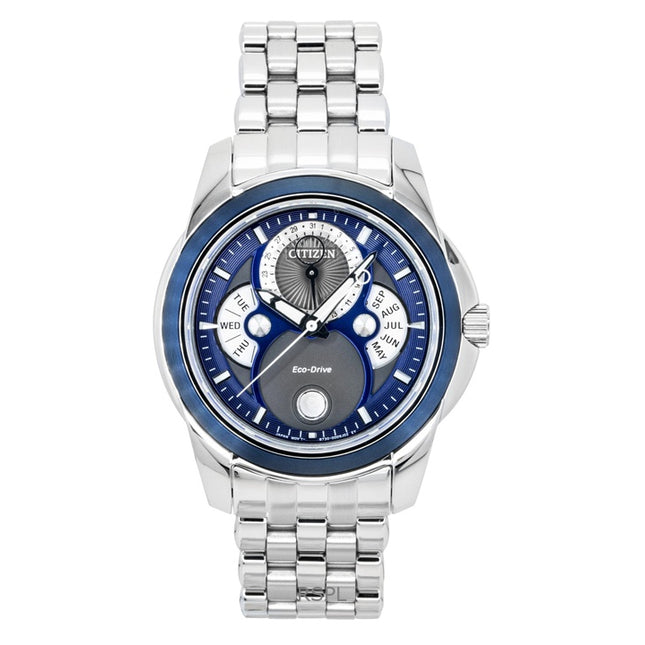 Citizen Calendrier Moon Phase Stainless Steel Blue Dial Eco-Drive BU0088-51H 100M Men's Watch