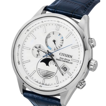 Citizen Eco-Drive Radio Controlled Leather Strap White Dial BY1030-09A 100M Men's Watch