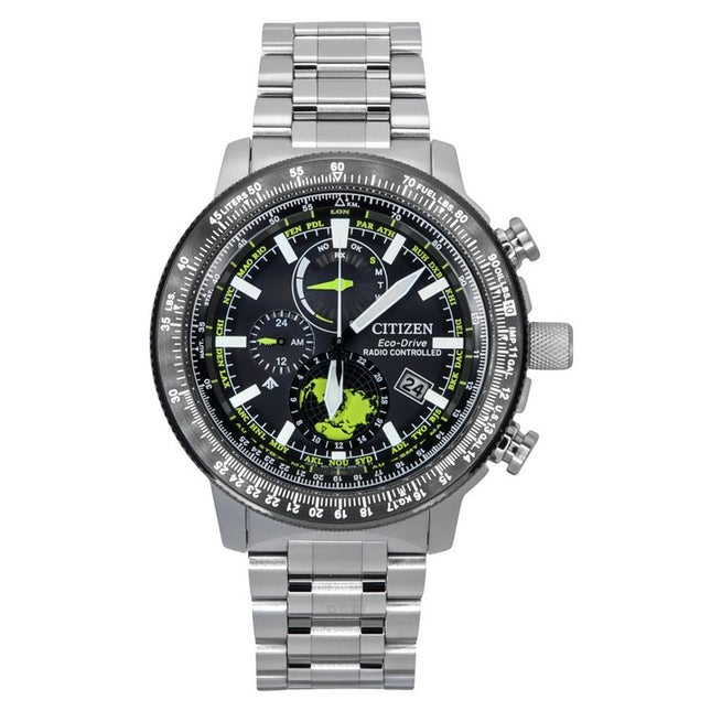 Citizen Promaster Geo Trekker Stainless Steel Black Dial Eco-Drive BY3006-53E 200M Men's Pilot Watch