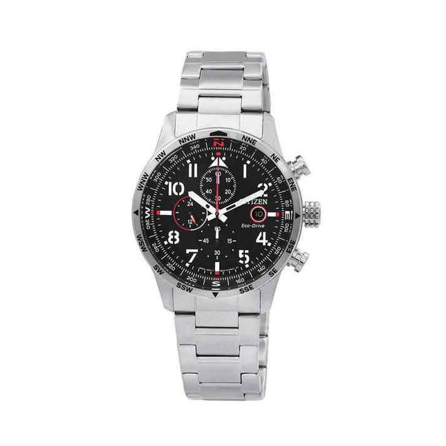 Citizen Eco-Drive Chronograph Stainless Steel Black Dial CA0790-83E 100M Mens Watch