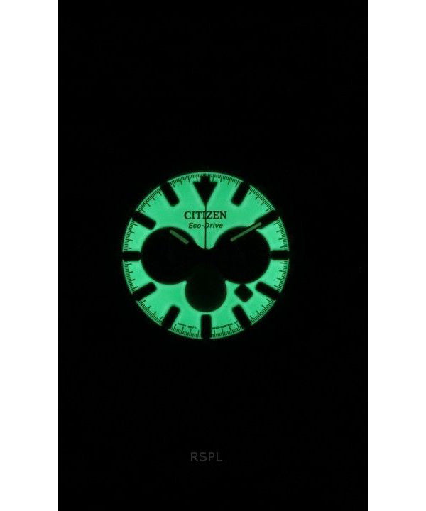 Citizen EcoDrive Chronograph Leather Strap Full Luminous Green Dial C