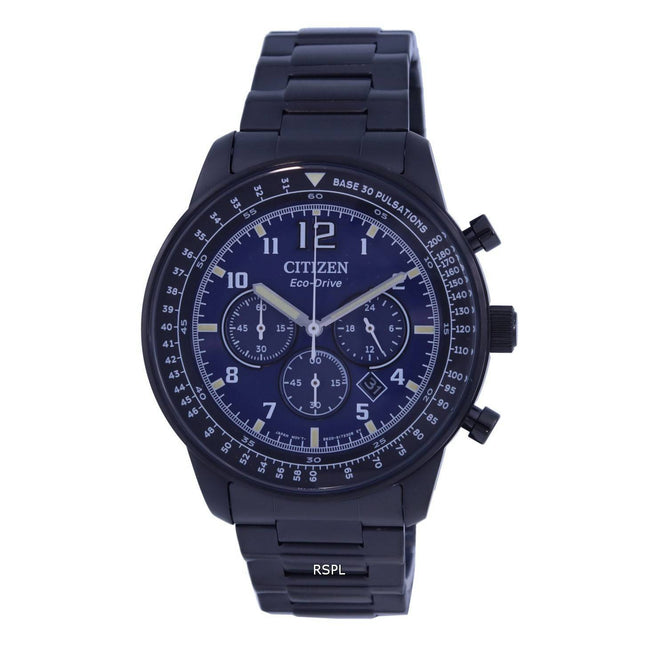 Citizen Chronograph Blue Dial Stainless Steel Eco-Drive CA4505-80M 100M Mens Watch