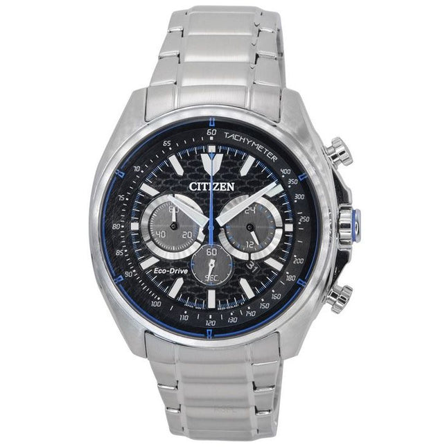 Citizen Eco-Drive Chronograph Stainless Steel Black Dial CA4560-81E 100M Men's Watch