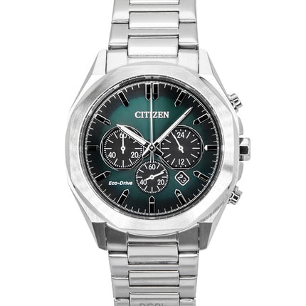 Citizen Eco-Drive Chronograph Stainless Steel Green Dial CA4590-81X 100M Men's Watch