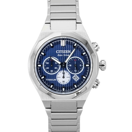 Citizen Zenshin Senkei Chronograph Super Titanium Blue Dial Eco-Drive CA4691-59L 100M Men's Watch