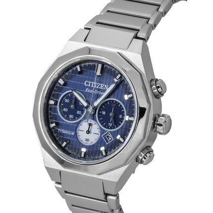 Citizen Zenshin Senkei Chronograph Super Titanium Blue Dial Eco-Drive CA4691-59L 100M Men's Watch