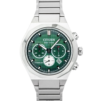Citizen Zenshin Senkei Chronograph Super Titanium Green Dial Eco-Drive CA4691-59X 100M Men's Watch