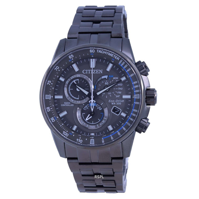 Citizen PCAT Black Dial Radio Controlled Chronograph Atomic Eco-Drive CB5887-55H 200M Mens Watch