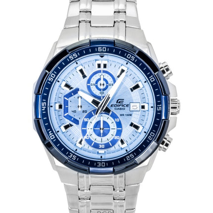 Casio Edifice Analog Standard Chronograph Stainless Steel Blue Dial Quartz EFR-539DE-2AV 100M Men's Watch