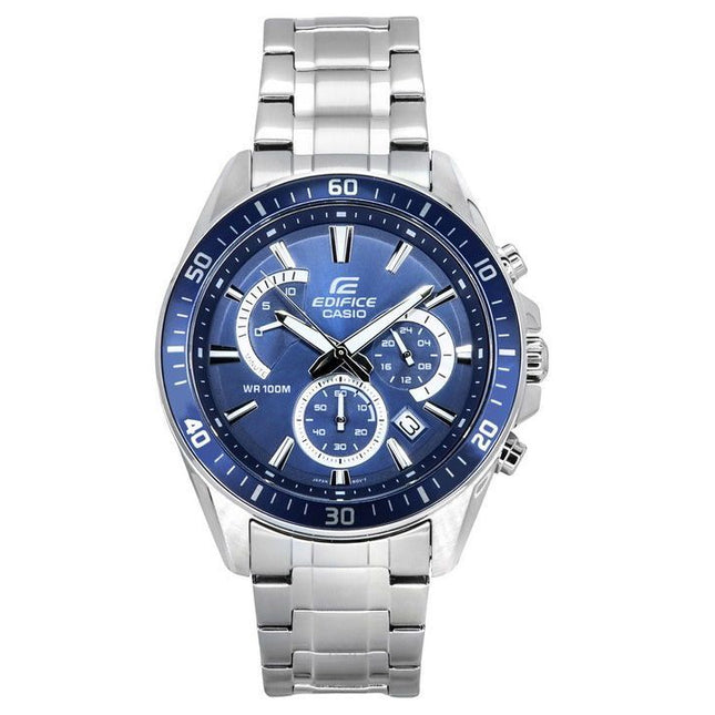 Casio Edifice Analog Standard Chronograph Stainless Steel Blue Dial Quartz EFR-552D-2A 100M Men's Watch