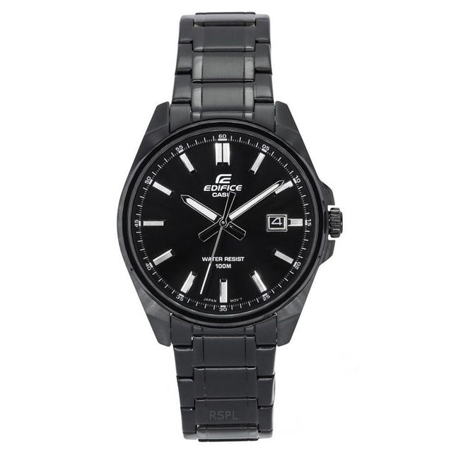 Casio Edifice Analog Black Ion Plated Stainless Steel Black Dial Quartz EFV-150DC-1A 100M Men's Watch
