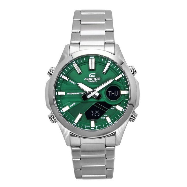 Casio Edifice Analog Digital Stainless Steel Green Dial Quartz EFV-C120D-3A 100M Men's Watch