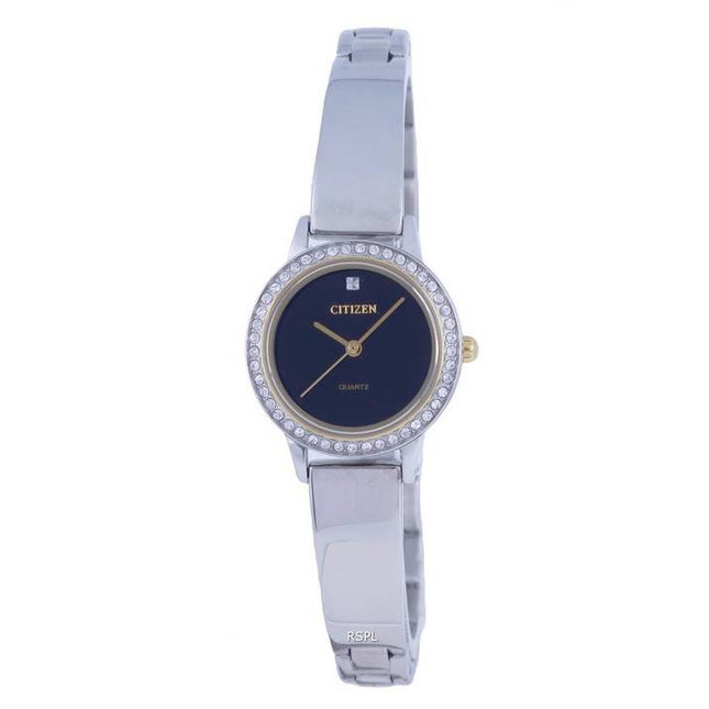 Citizen Crystal Accents Stainless Steel Black Dial Quartz EJ6134-50E.G Womens Watch