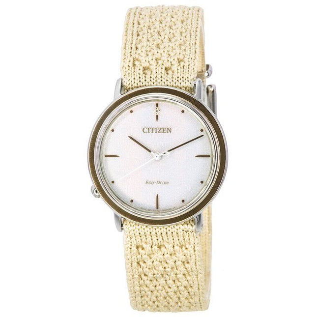 Citizen L Ambiluna Diamond Accent Beige Dial Eco-Drive EM1006-40A Women's Watch With Extra Mesh Bracelet