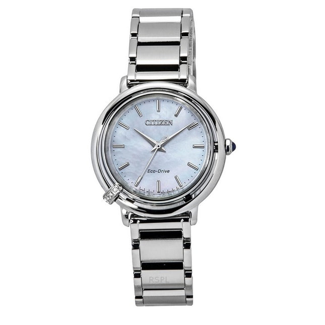 Citizen L Arcly Diamond Accent Stainless Steel Mother Of Pearl Dial Eco-Drive EM1090-60D Women's Watch With Extra Strap