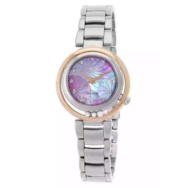 Citizen L Arcly Eco-Drive Diamond Accents Stainless Steel Pink Mother Of Pearl Dial EM1114-80Y Women's Watch