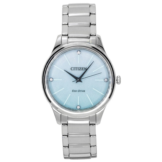 Citizen Eco-Drive Analog Stainless Steel Ice Blue Dial Solar EM1220-58Y Women's Watch