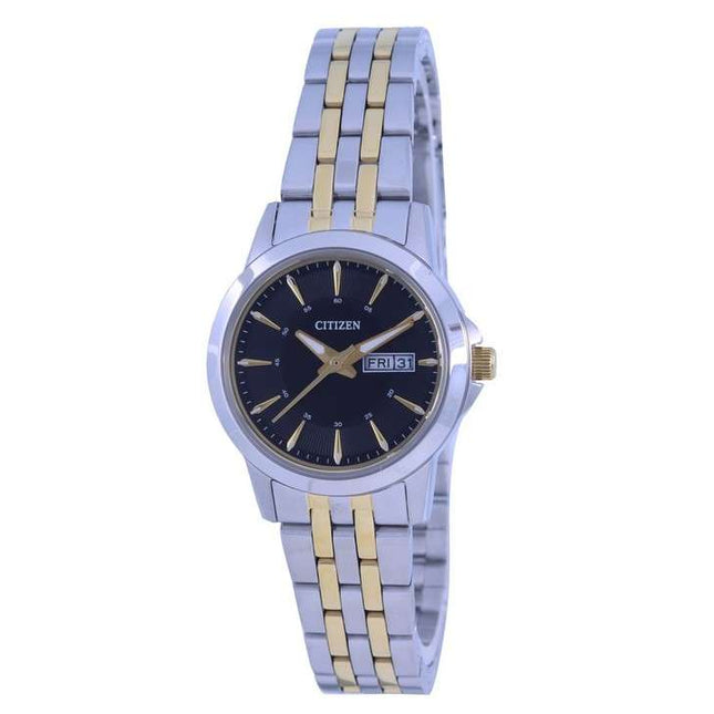 Citizen Quartz Black Dial Two Tone Stainless Steel EQ0608-55E Women's Watch