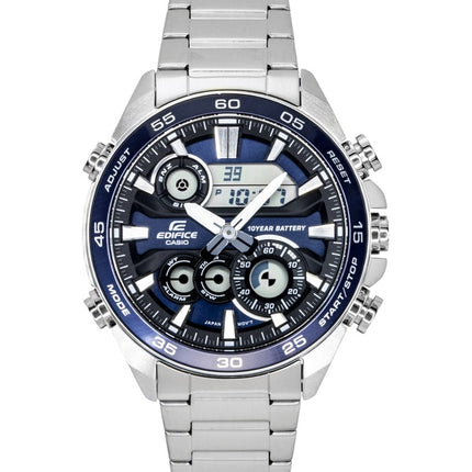 Casio Edifice Analog Digital Stainless Steel Blue Dial Quartz ERA-130D-2A 100M Men's Watch