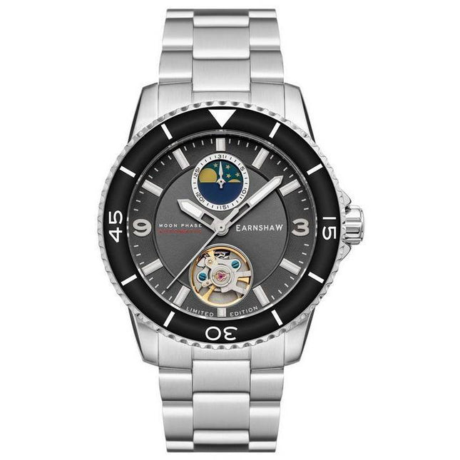 Thomas Earnshaw Prevost Limited Edition Moon Phase Pebble Grey Open Heart Dial Automatic ES-8210-22 Mens Watch