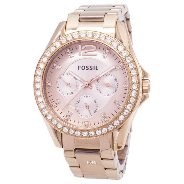 Fossil Riley Multifunction Crystal Rose Gold ES2811 Womens Watch