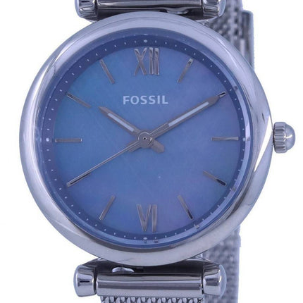Fossil Carlie Mini Blue Mother Of Pearl Dial Stainless Steel Quartz ES5083 Womens Watch