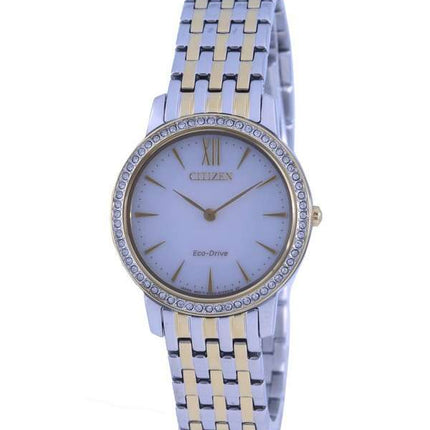Citizen Elegance Crystal Accents Two Tone Stainless Steel Eco-Drive EX1484-81A Women's Watch